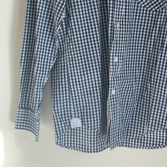 Lucky Brand M Blue White Check Button Down Shirt Too - Picture 4 of 9